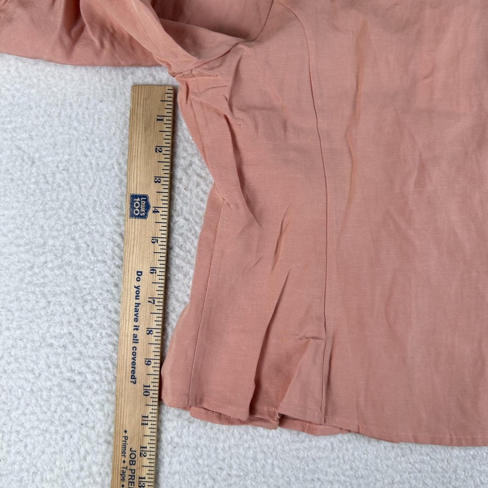 Lovers + Friends Shirt Womens‎ Small Pink Button Front Puff Sleeve Linen Blend - Picture 11 of 12
